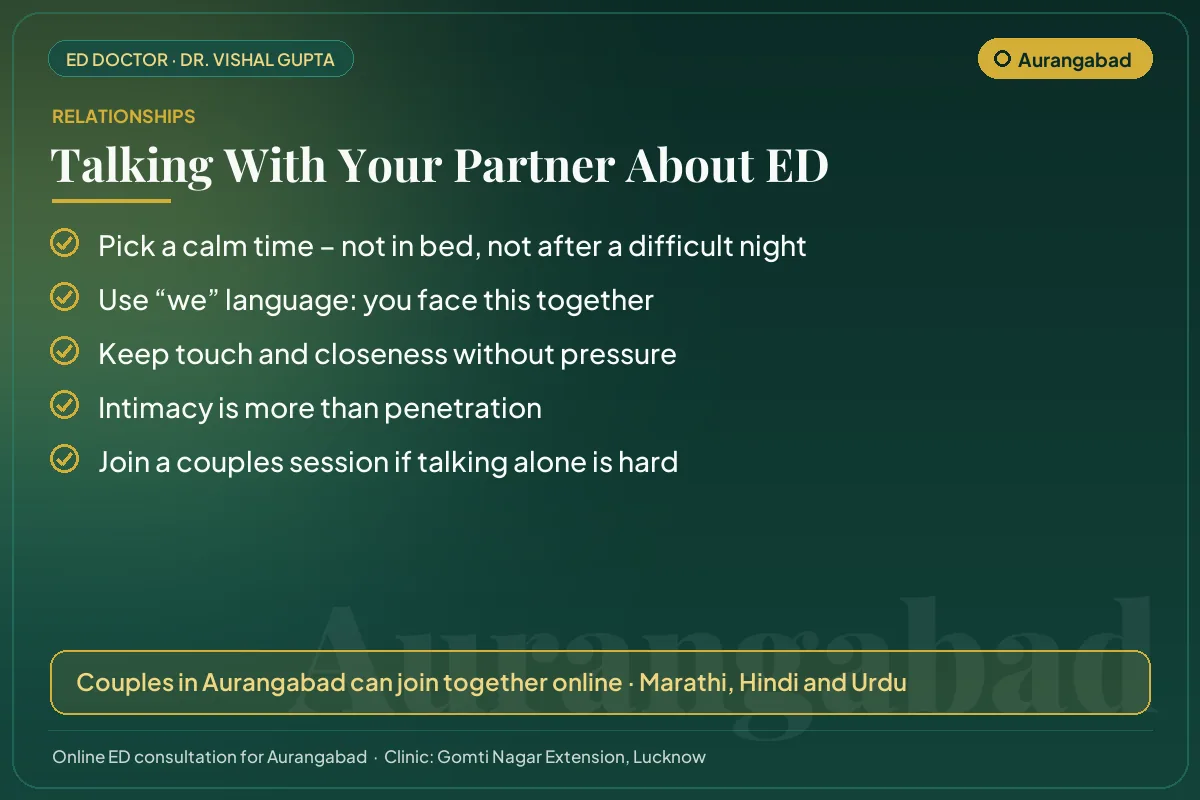 Five tips for couples in Aurangabad on talking openly about erectile dysfunction