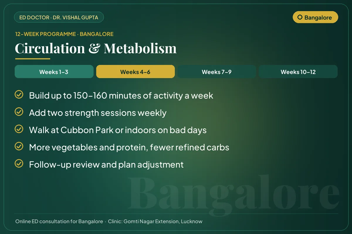 Weeks 4–6 of the 12-week erectile dysfunction programme for Bangalore patients: circulation & metabolism