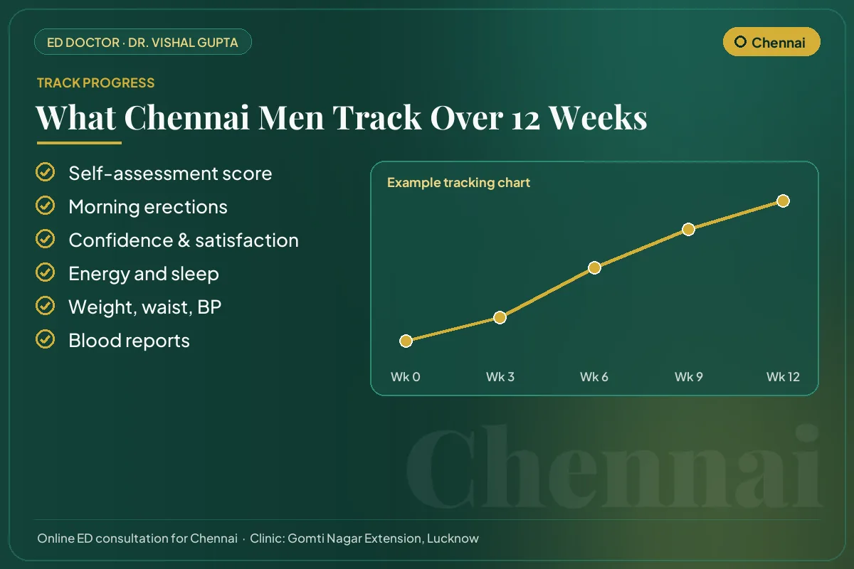 Example 12-week progress chart and the markers Chennai patients track for erectile health