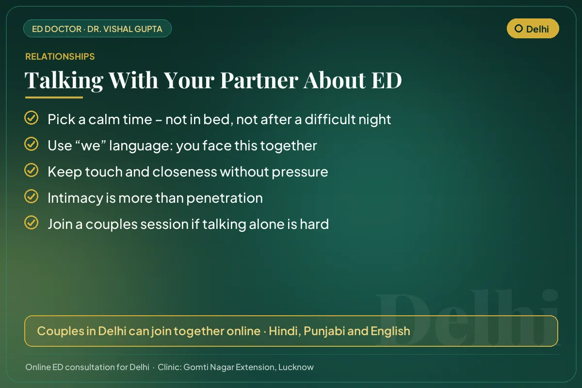 Five tips for couples in Delhi on talking openly about erectile dysfunction