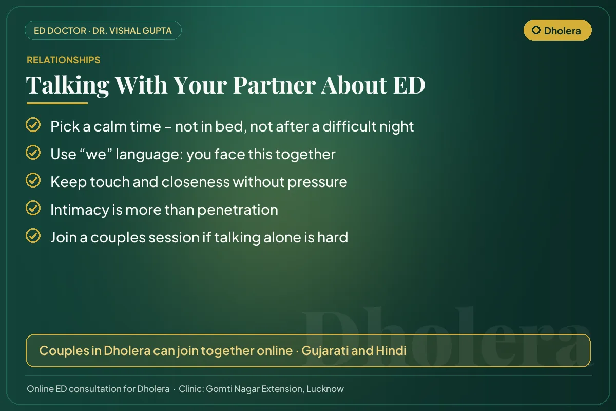 Five tips for couples in Dholera on talking openly about erectile dysfunction
