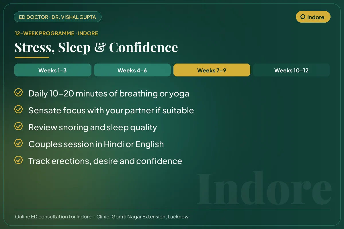 Weeks 7–9 of the 12-week erectile dysfunction programme for Indore patients: stress, sleep & confidence