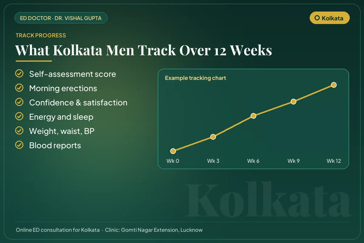 Example 12-week progress chart and the markers Kolkata patients track for erectile health