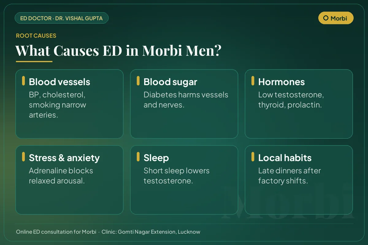Six common causes of erectile dysfunction among men in Morbi, including local lifestyle habits