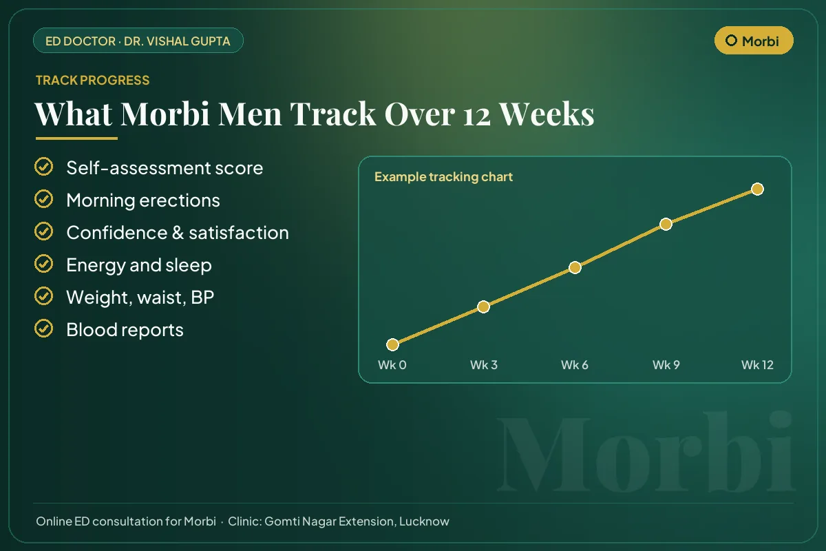 Example 12-week progress chart and the markers Morbi patients track for erectile health