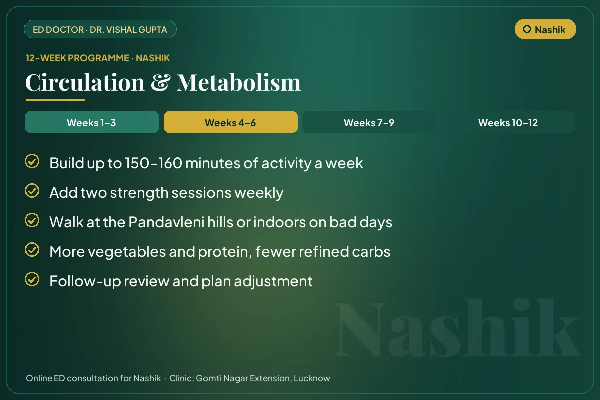 Weeks 4–6 of the 12-week erectile dysfunction programme for Nashik patients: circulation & metabolism