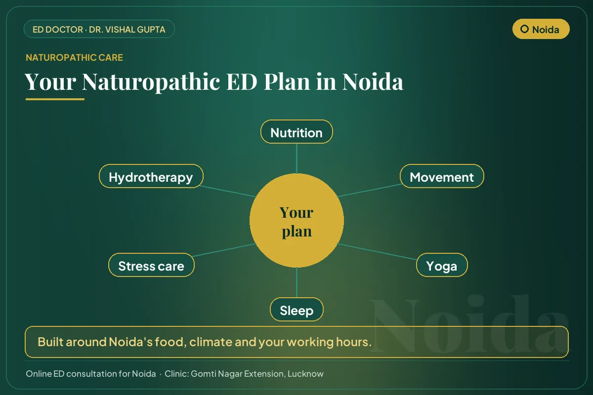 The six pillars of a naturopathic erectile dysfunction plan for men in Noida