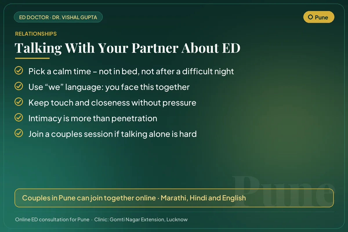 Five tips for couples in Pune on talking openly about erectile dysfunction